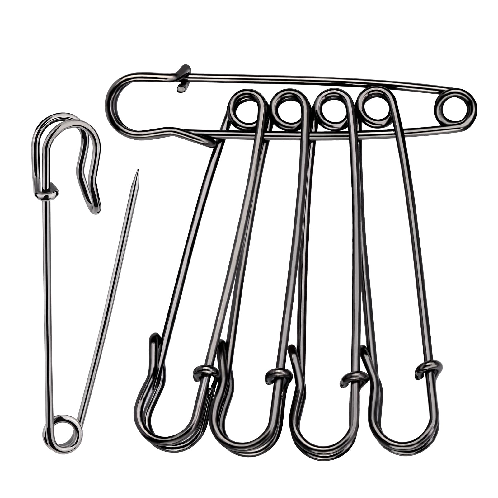 Safety Pins, 15 Pack Large Safety Pin 4 Inch, Heavy Duty Safety Pins for Clothes, Diapers, Blankets, Laundry, Leather Canvas, DIY Crafts (Silvery) — view 9