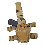 Molle Tactical Pistol Thigh Gun Holster, Drop Leg Holster, Right Hand Adjustable (B-Tan)
