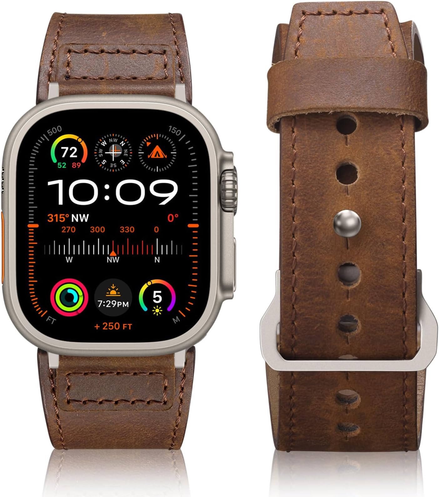 Maledan Leather Bands Compatible with Apple Watch Ultra 3/2/1 Band 49mm 45mm 44mm 46mm 42mm Men Women, Top Grain Vintage Genuine Leather Strap Band for iWatch Series 11 10 9 8 7 6 5 4 3 SE 3 2 1