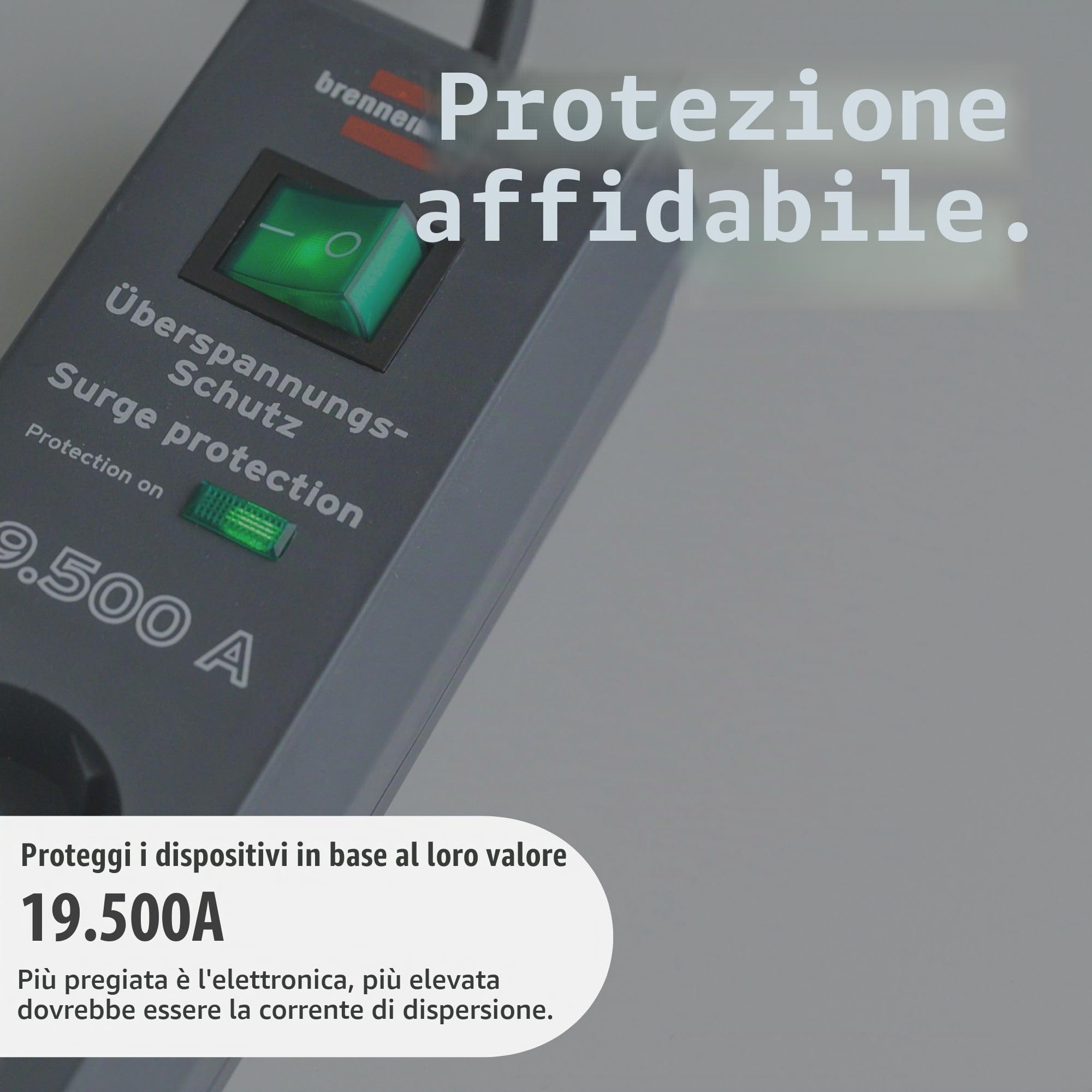 Brennenstuhl, Secure-Tec 19.500A presa multipla con protezione di sovratensione 6 prese
