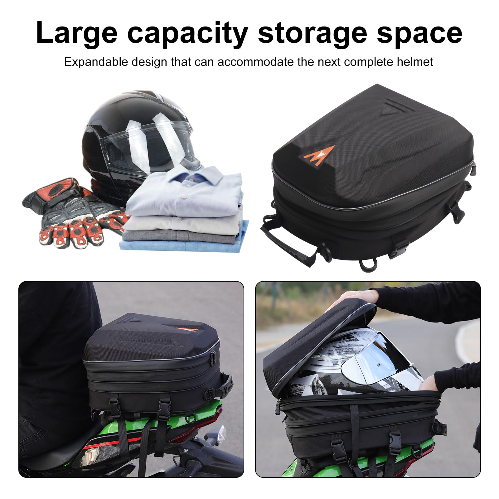 Motorrad-Hecktasche ABS Hartschalen Helmtasche wasserdichte Motorrad-Reisetasche Helmhülle mit erweiterbarem Stauraum 20L-28L