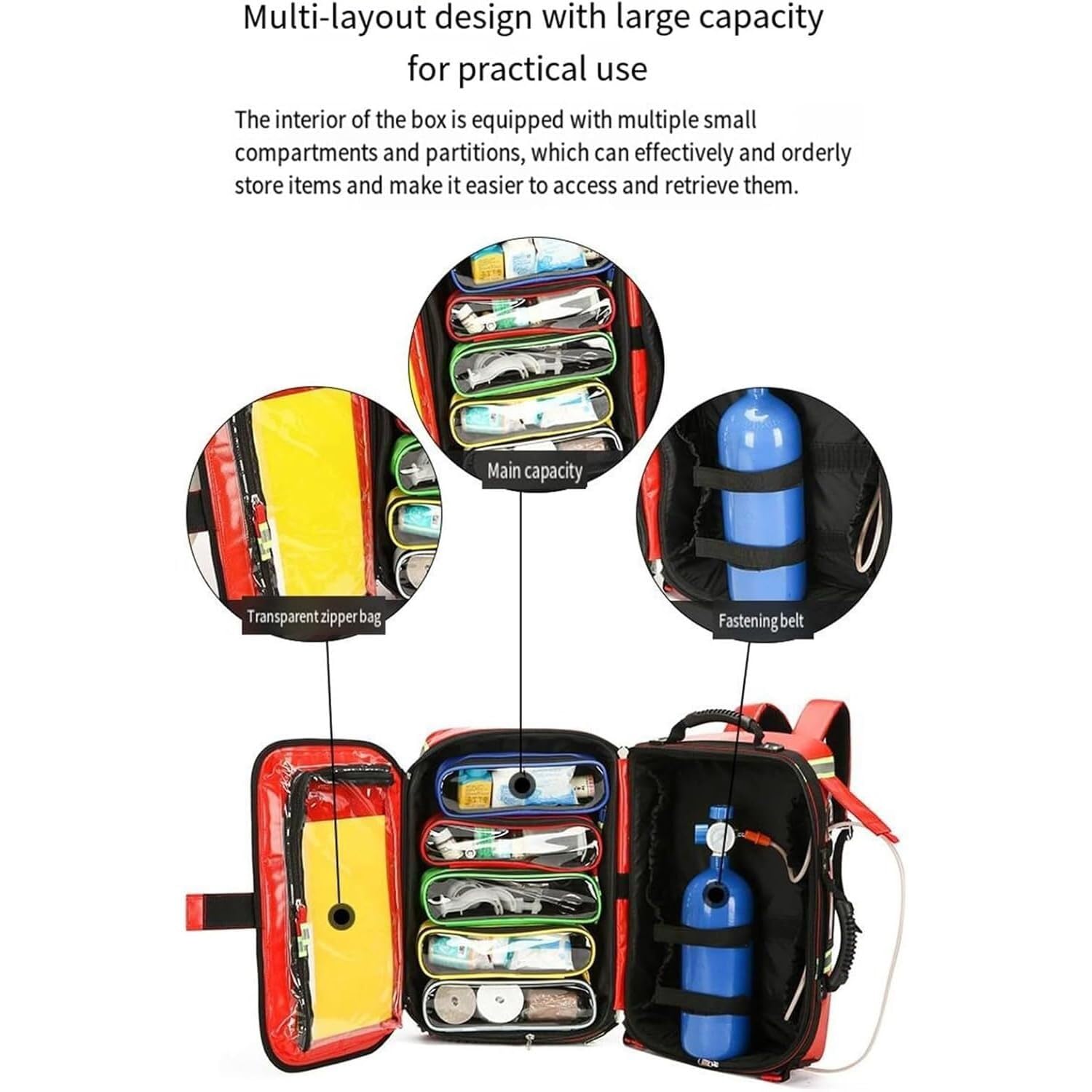 Borsa Traumatologica For Primo Soccorritore, Medica Mobile Vuota, Di Pronto Soccorso Grande Capacità Con Scomparti, Design A Strisce Riflettenti, For Infermieri Domiciliari(Stair Climbing Rod)