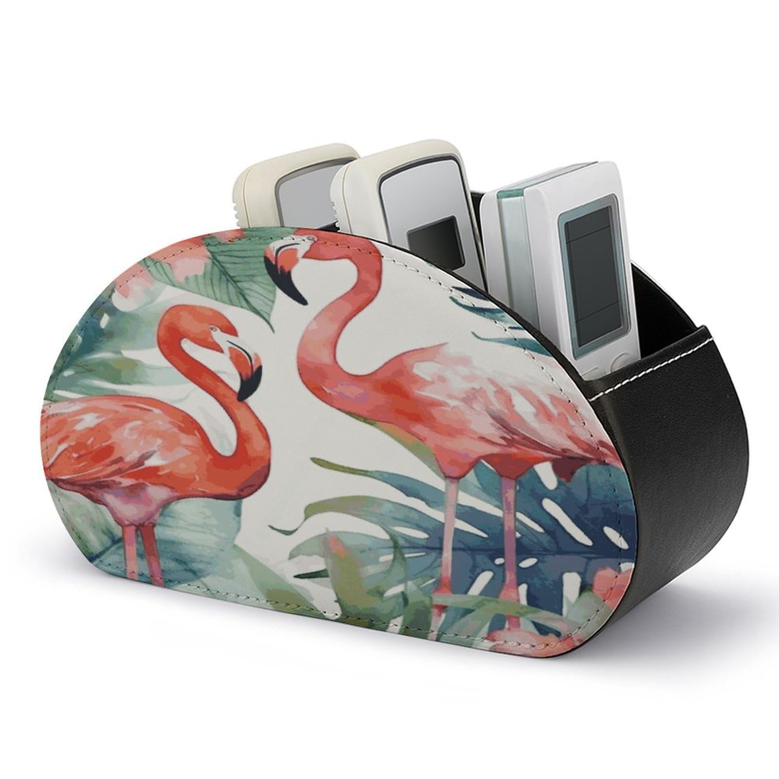 Btcowzrv Style Flamingos Watercolor Tropics Remote Control Holder With 5 Compartments