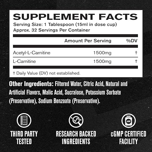 Miniatura 6 de Jacked Factory Carnitina líquida - L Carnitina 3000mg - Apoya el metabolismo, mejora la recomendación corporal, promueve la energía celular y mejora