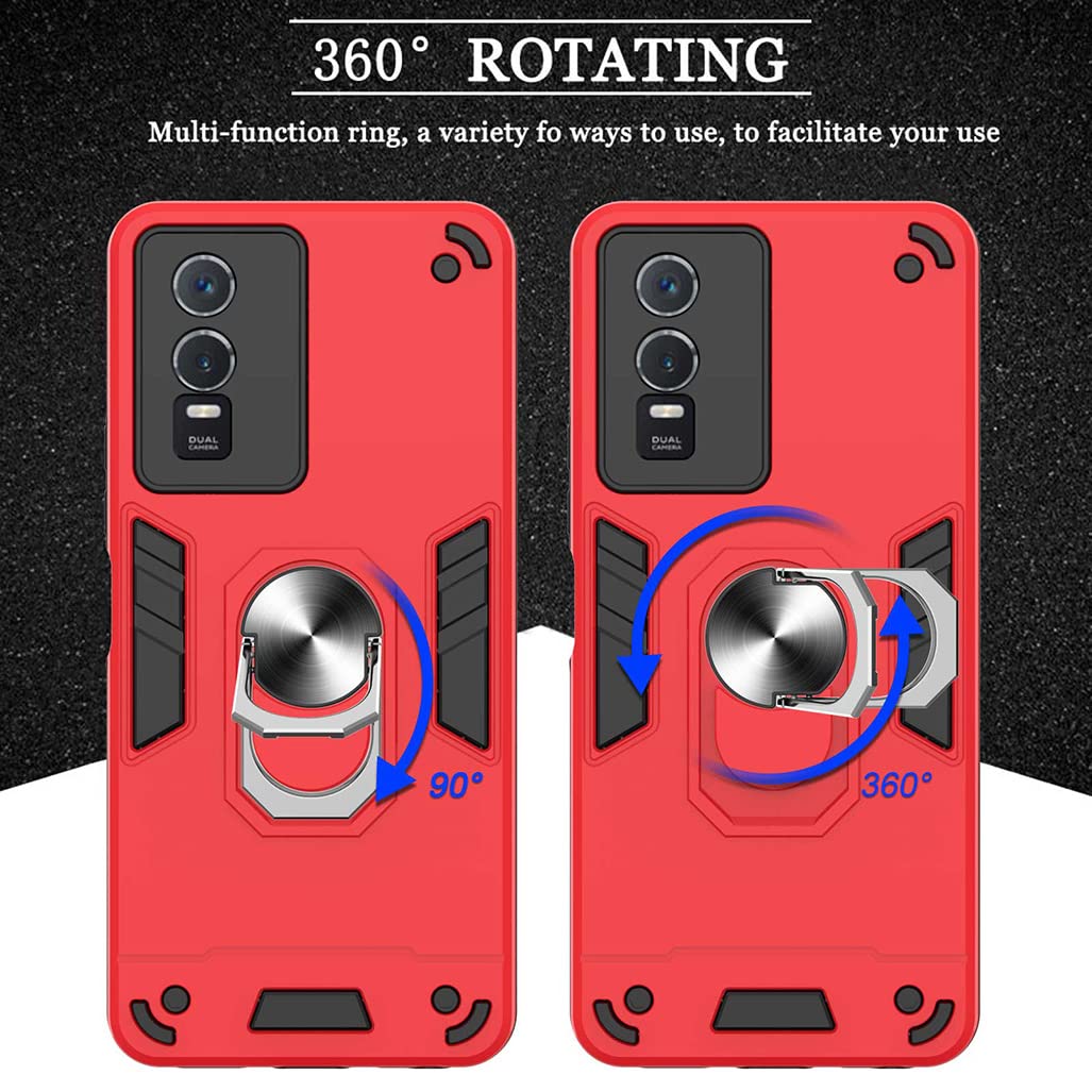 GOGME Cover per Vivo Y76 5G / Vivo Y76s / Vivo Y74s, 360°Girevole Ring Armor Bumper