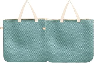 ランドリーバッグ そのまま洗える メッシュ トートバッグ 46×41cm 2個セット グリーン おしゃれ 持ち手付け 洗濯ネット バッグ 細かい綱目 軽量 持ち運びに便利 収納 旅行 ジム 温泉バッグ Tシャツ/ドレス/ジーンズ/下着 (緑)