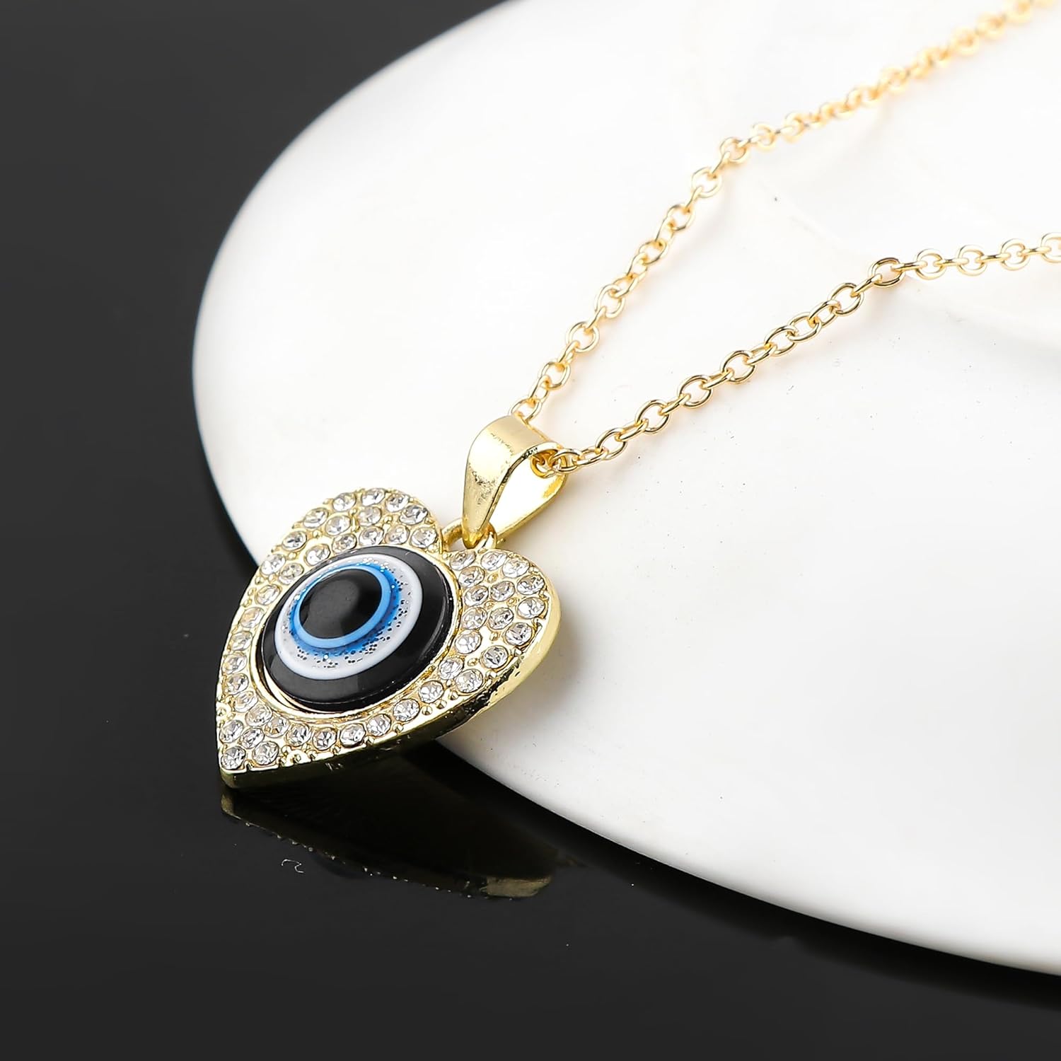 Stylish Evil Eye Charm Pendant Necklace with CZ, Charm for Protection-Spirituality-Positive Energy-Confidence, Women Jewelry, Hypoallergenic Gold Plated Chain 18 inch - Image 3