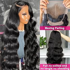 Wingirl 13x6 Body Wave Lace Front Wigs Human Hair Pre Plucked 180 Density HD Transparent Full Lace Frontal Wigs Human Hair for Women Natural Black Color 20Inch