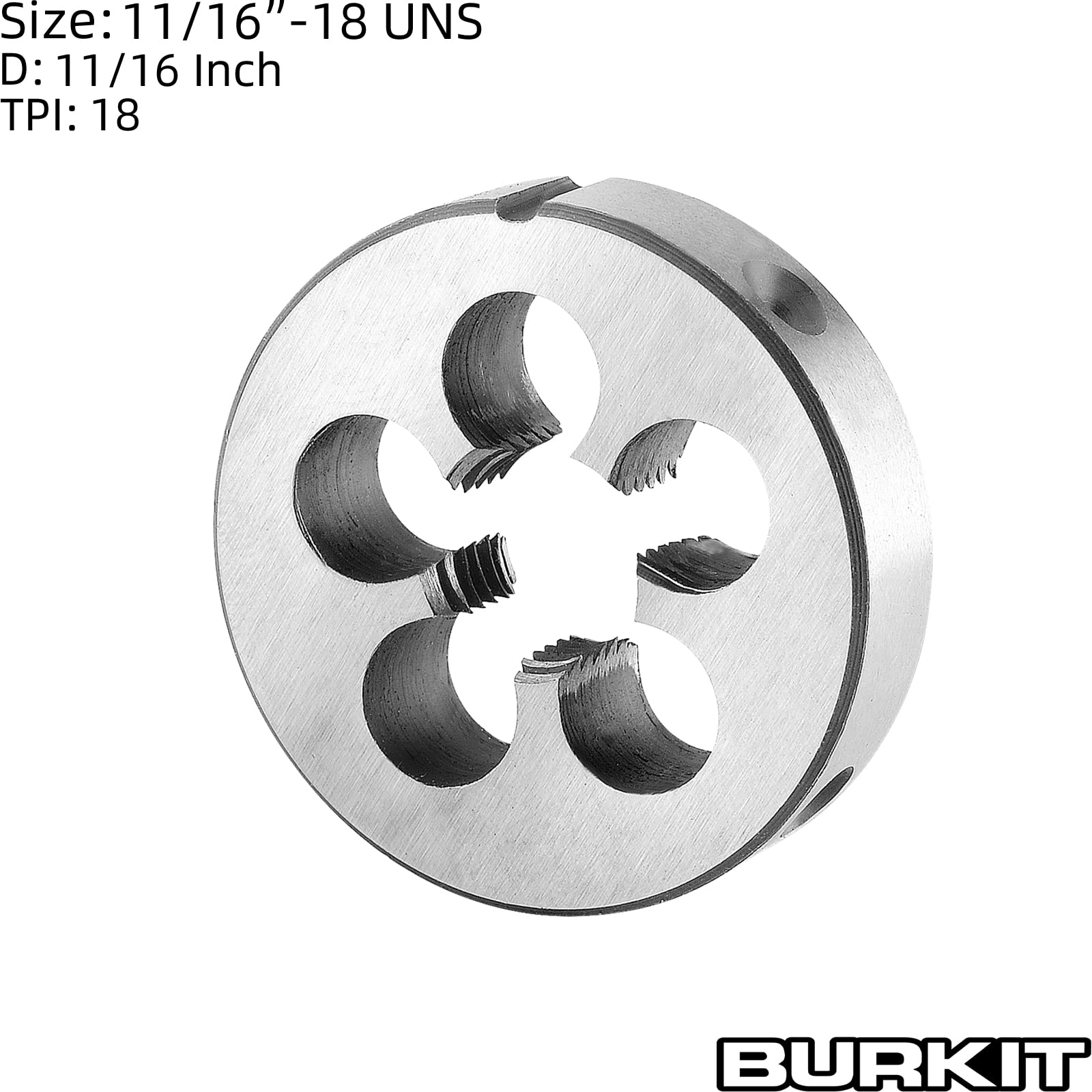 PATIKIL 11/16-16 UNF Round Threading Die – Right Hand, Alloy Steel – Non-Adjustable – For Mild Steel, Copper & Aluminum