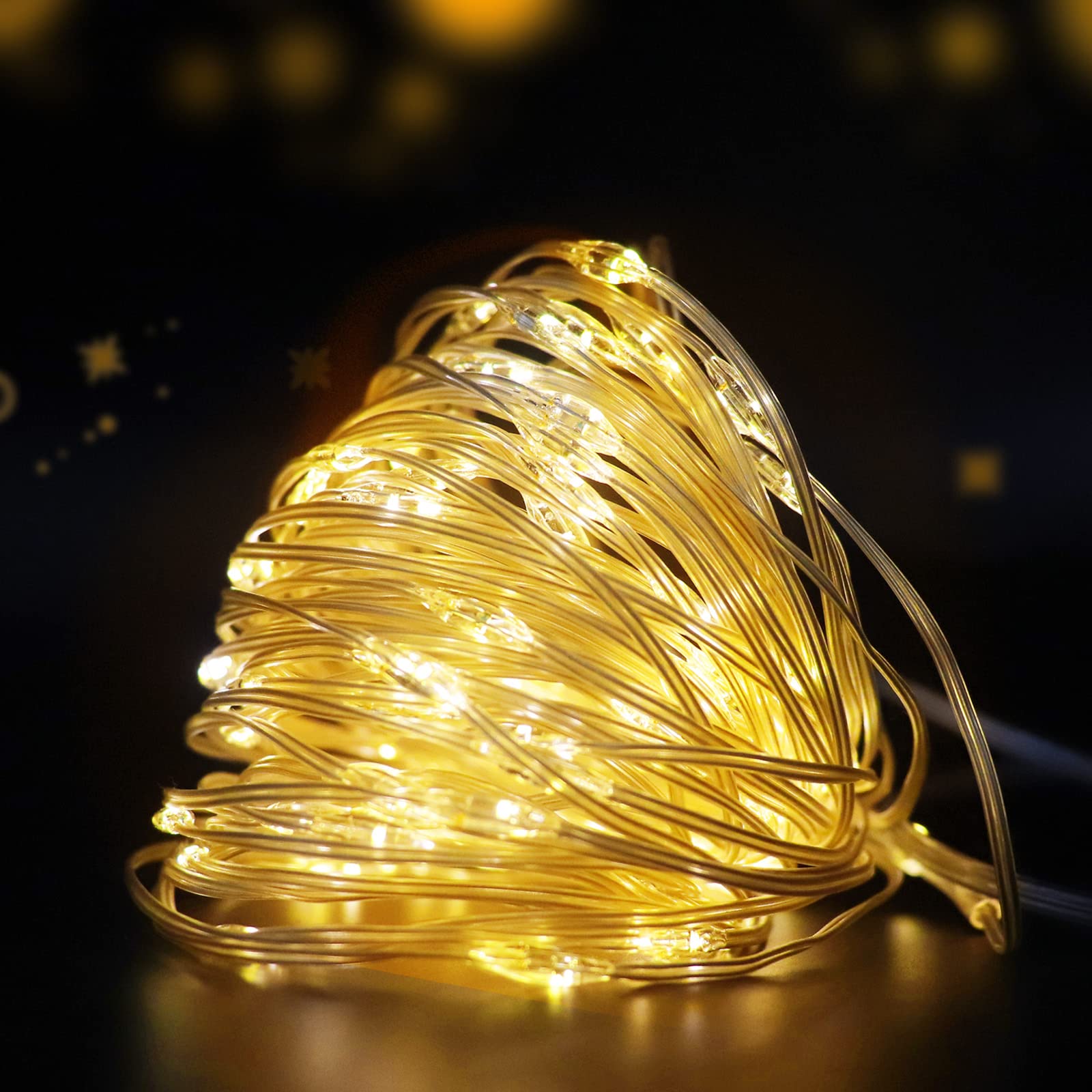 Extrastar 3000K 50 Leds Fairy Light Battery Powered Led Lights, Warm White String Lights, 5M Copper Wire Starry Lighting, For Bedroom, Indoor, Christmas Tree, Wedding Decor Idea Put In Jars