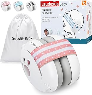 Laudexua Baby Ear Protection, Noise Cancelling Headphones for Babies and Toddlers Up to 36 Months, Comfortable Infant Ear Muffs for Effectively Hearing Protection & Help Sleep (Pink)