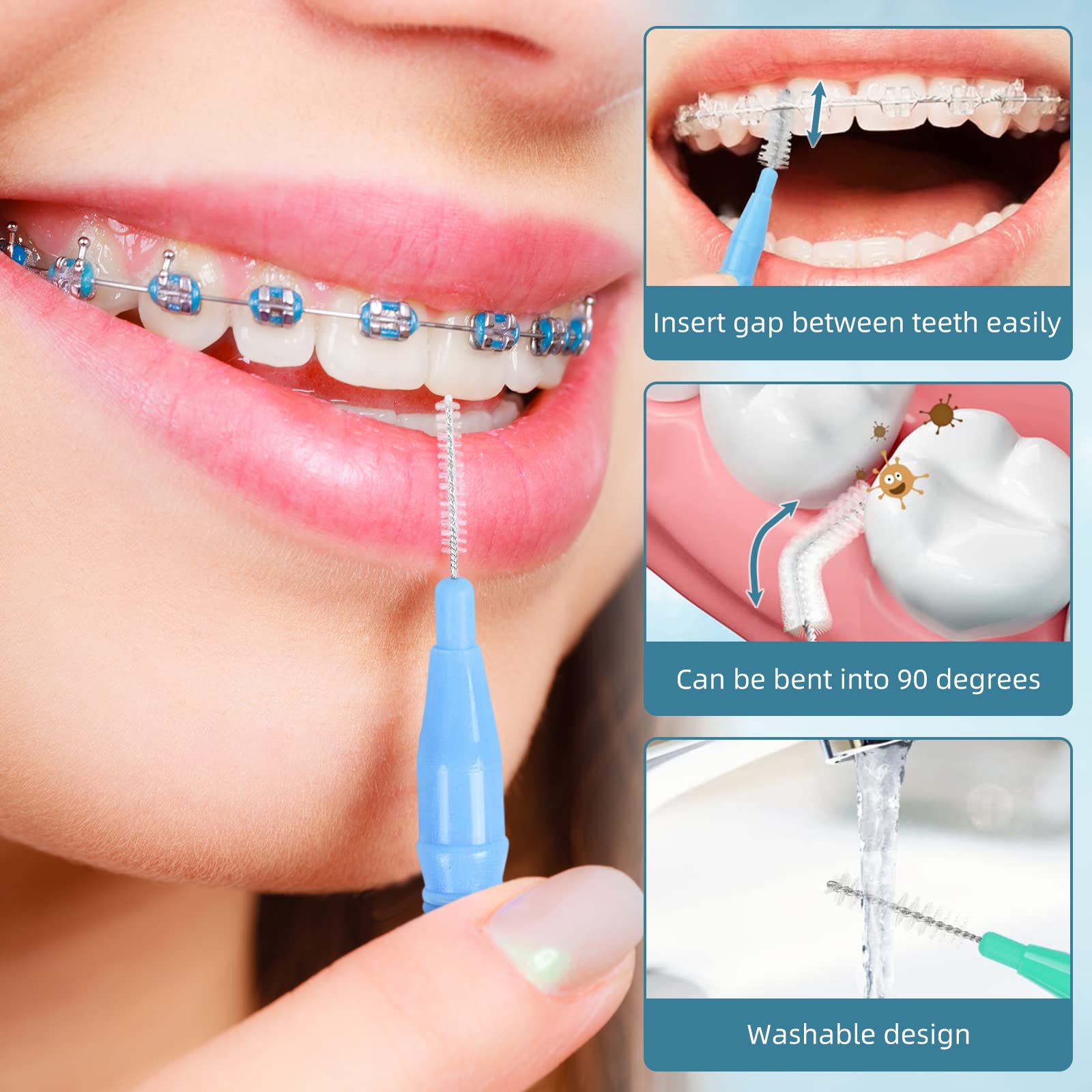 Obidodi 50 Pieces Interdental Brush, Soft Toothpicks Tooth Flossing Head, Oral Dental Hygiene Brush - Image 3