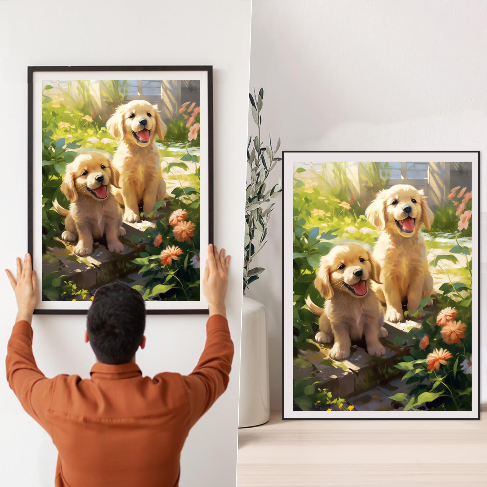 5D Diamond Painting Kit Completo Cucciolo Fai da Te Pittura Diamante Strass Taglia Larga Drill Mosaico Ricamo a Punto Croce per la Decorazione della Parete di Casa Regalo 40x80cm
