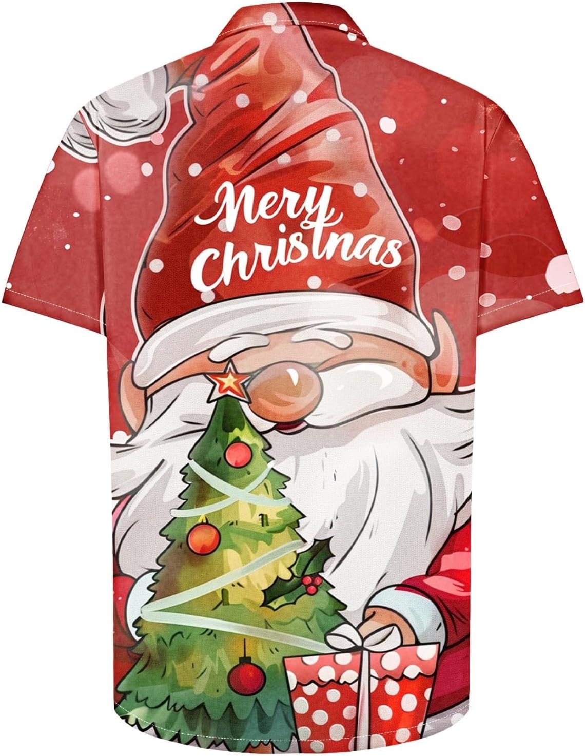 Ugly Christmas T-Shirts for Men, Lapel Hawaiian Button Bowling Shirt w Pocket Funny Novelty Graphic Tees Holiday Tops