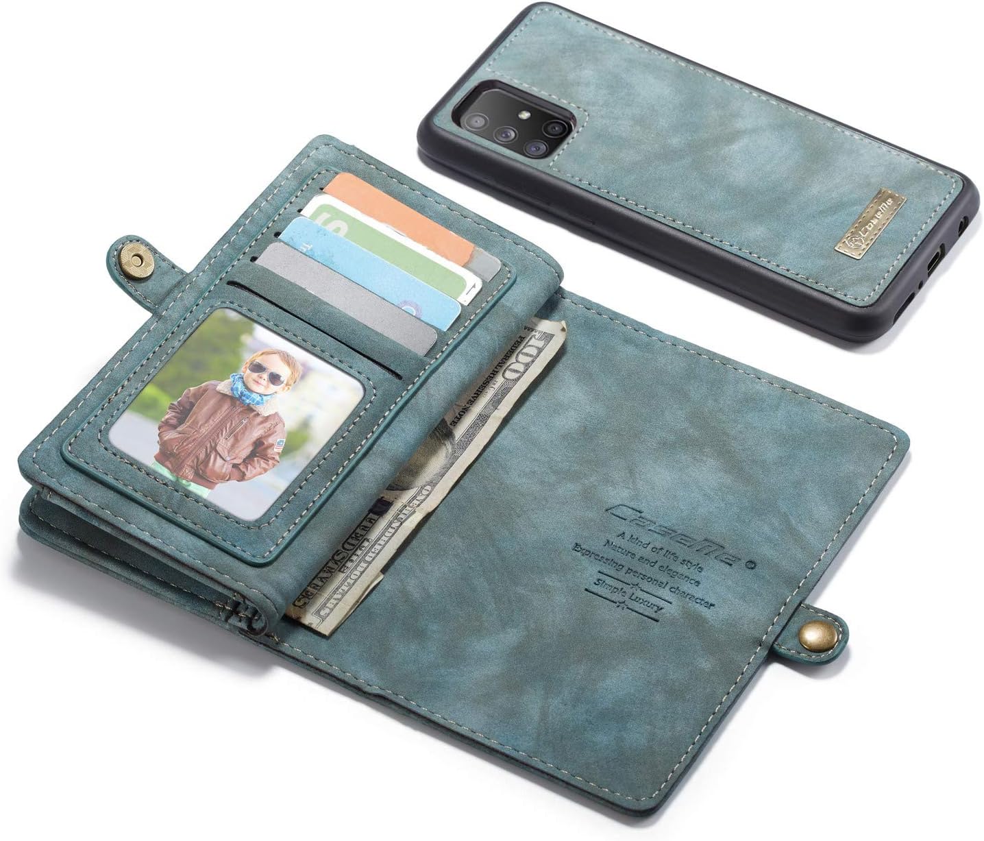 Bpowe Galaxy A71 Wallet Case (Not for A71 5G Version),Zipper Purse Leather Shockproof TPU Bumper Detachable Magnetic Flip Case with Card Slots Stand Holder Case for Samsung Galaxy A71 4G (Green)