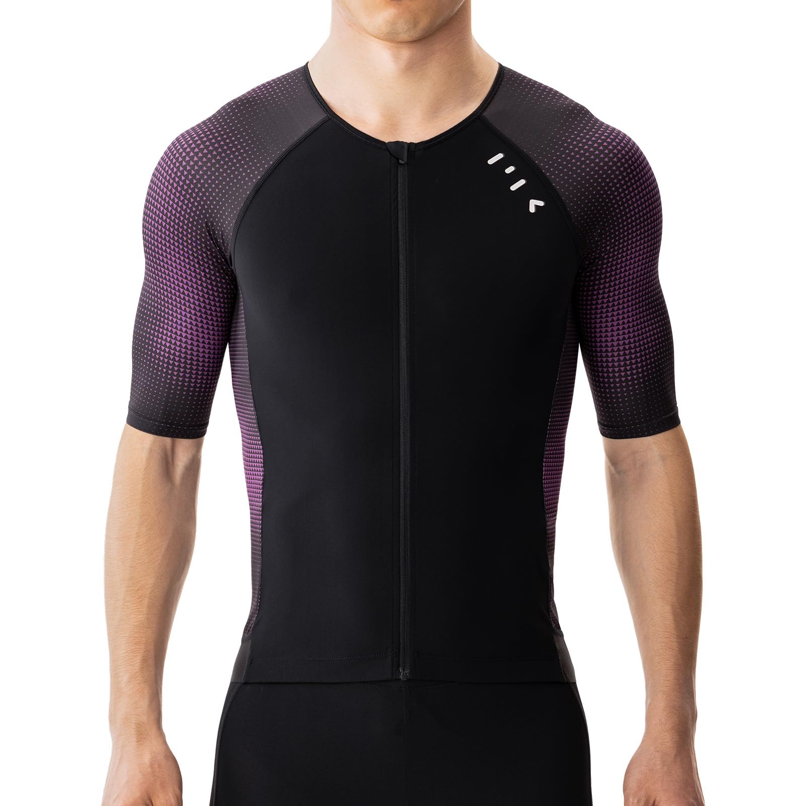 MY KILOMETRE Camiseta de Manga Corta para Triatlón Hombre - Maillot de Ciclismo con Cremallera Completa y 2 Bolsillos