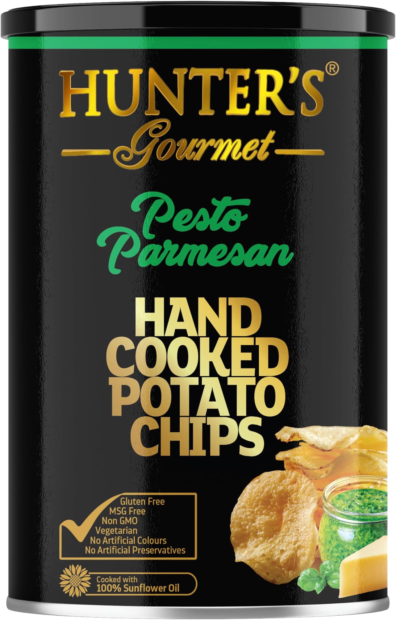 Hunter's Gourmet Pesto Parmesan Hand Cooked Potato Chips 150g