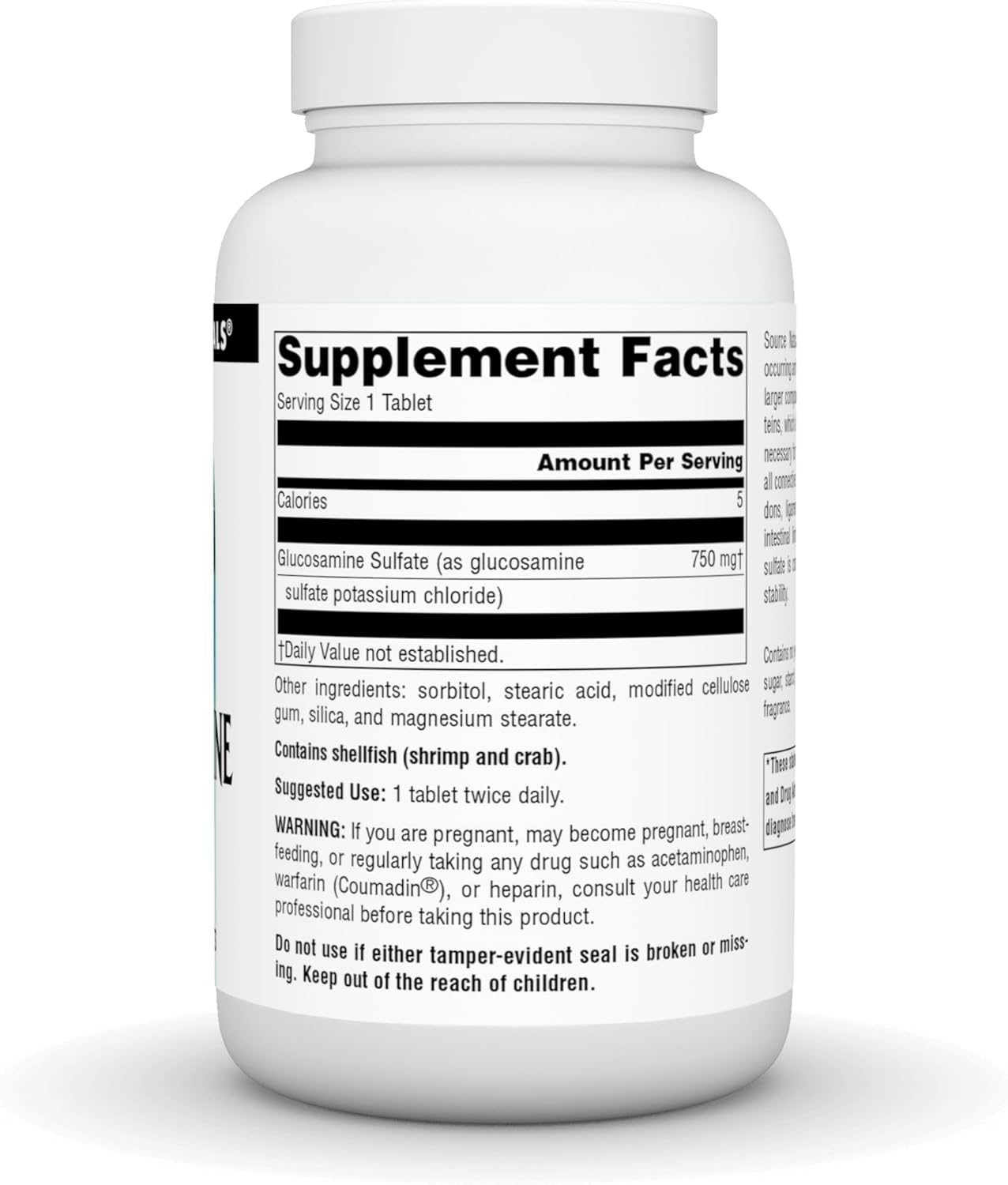 Source Naturals Glucosamine Sulfate, Sodium-Free 750 mg for Joint Support - 120 Tablets