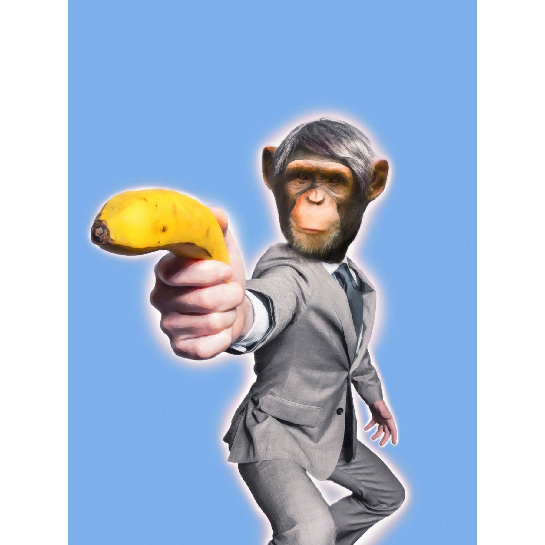 MONKEY BANANA GUN MAN BLUE PRINT ONLY ART POSTER HP3775 : Amazon.com.au:  Home