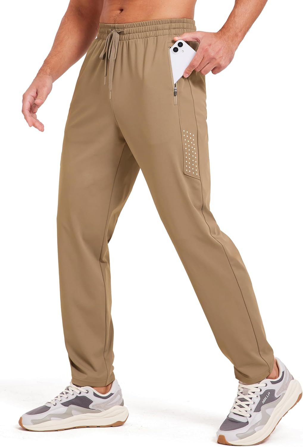 Men's Athletic Joggers Pants Stretch Tapered Casual Track Pants Elastic Waist Workout Jogging Sweatpants Zip Pockets