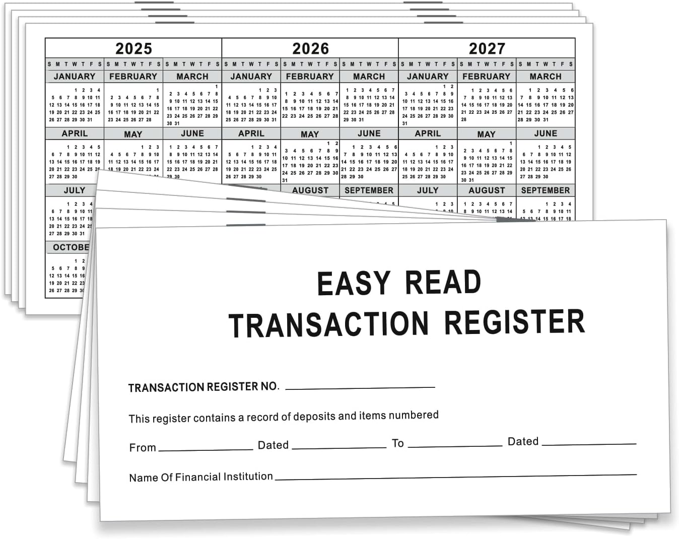 6×3 Thick Paper Check Registers for Personal Checkbook - Blank Ledger Transaction Registers for Personal or Business Bank, Saving Account, Deposit & Credit Card (12)