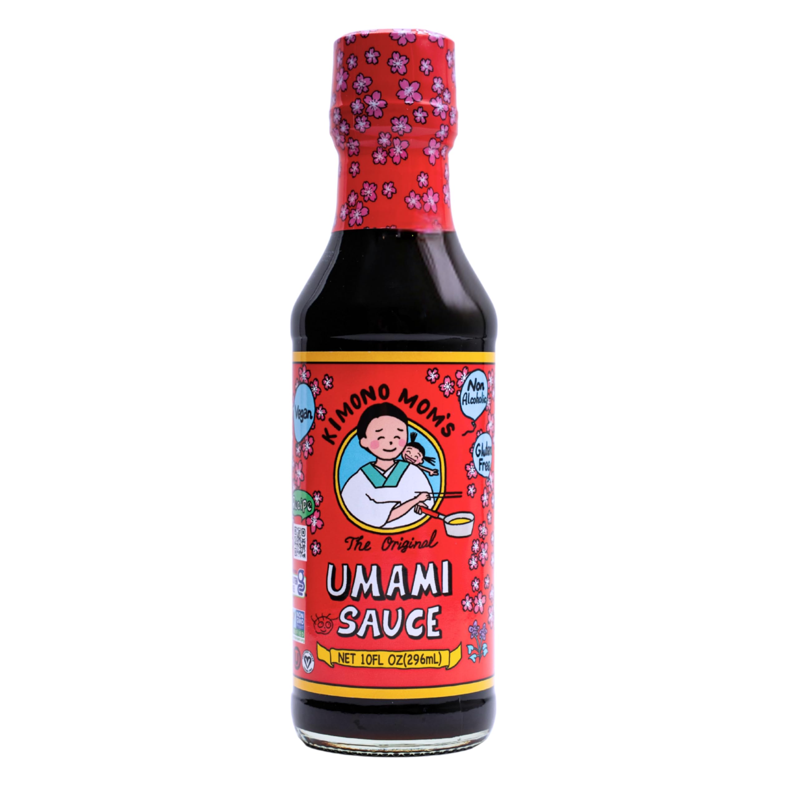 Kimono Mom UMAMI SAUCE, All purpose sauce, Authentic Japanese food, Plant-base, Vegan, Gluten-free, Non alcoholic, No added MSG, Umami seasoning, Made in USA, MOE Kimono Mom, SUTAN, 10oz(296ml)