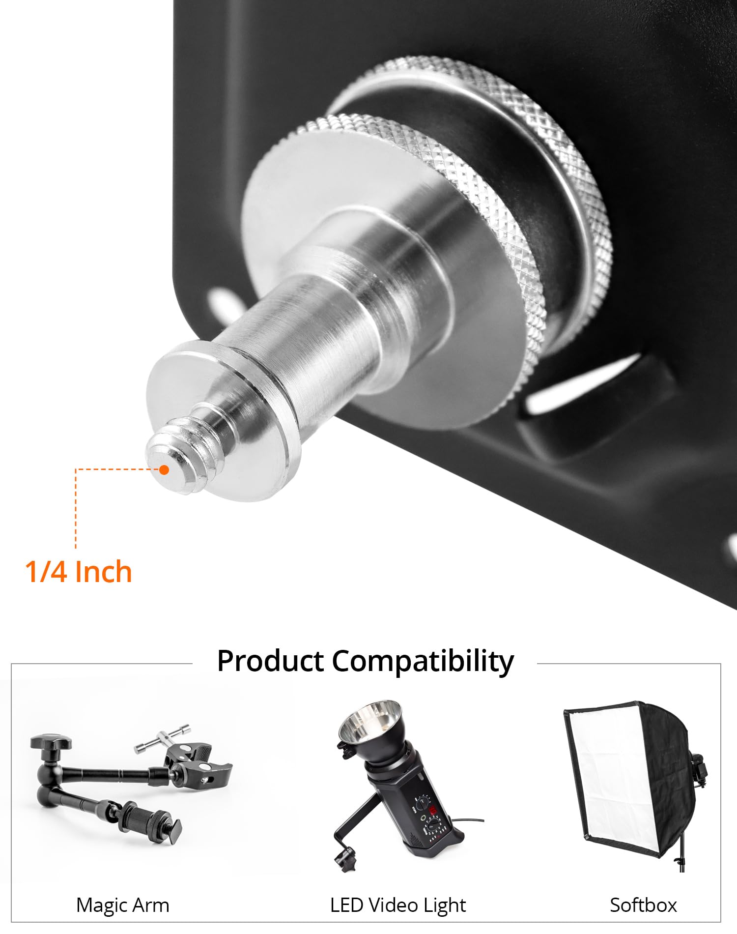 QWORK® Attacco per staffa di montaggio a parete e soffitto con filettatura universale da 1/4 di pollice per fotocamera, monitor, illuminazione da studio