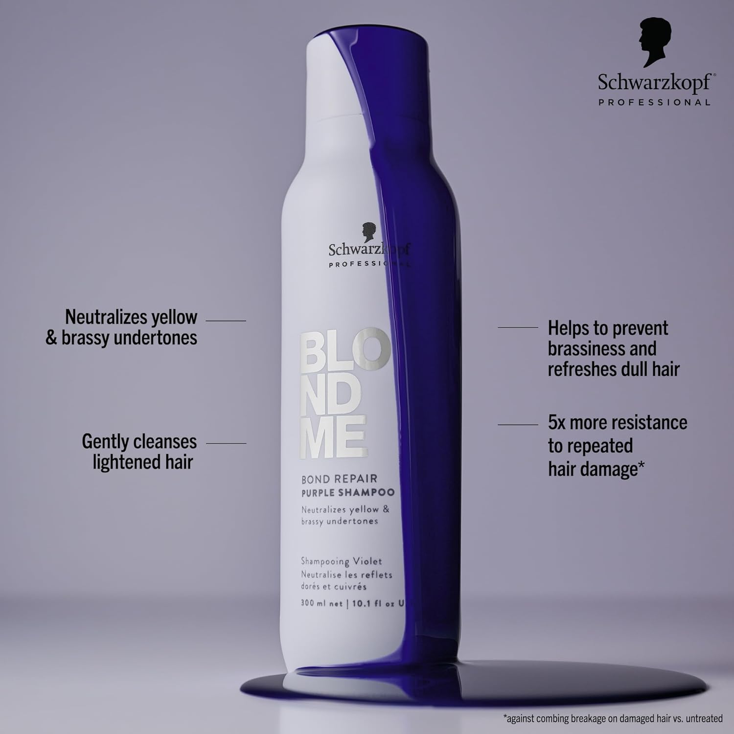 BlondMe Bond Repair Purple Shampoo for Blonde Hair | Neutralizes Yellow & Brassy Tones | Strengthens, Repairs, & Prevents Breakage | For Moisturized, Healthy-Looking Cool-Toned Blondes - Image 2