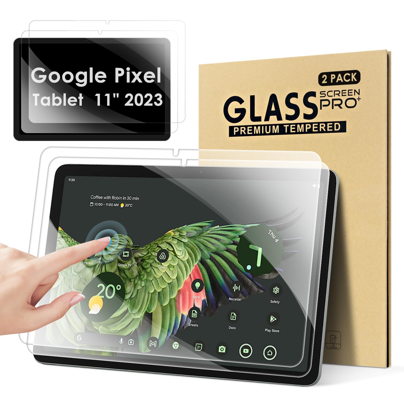 ?2-PACK?DETUOSI Screen Protector for Google Pixel Tablet 11" 2023,Ultra-Clear/Case-Friendly/Touch Sensitive/Bubble Free/Anti-Scratch Screen Tempered Glass Mica para Google Pixel Android Tablet 11 inch