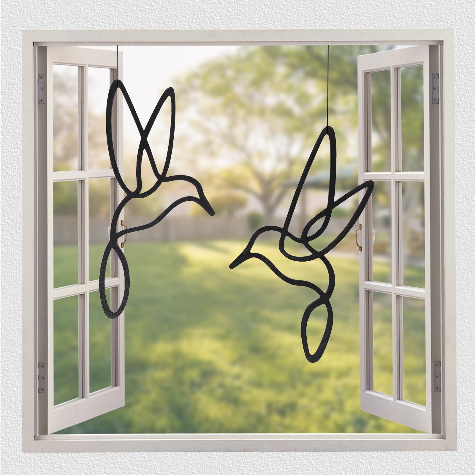 Lineart Vögelset zum Aufhängen | Elegant Zeitloses Design fensterdeko hängend | Fensterdeko Hängend Modern | Ganzjährige Fensterdeko hängend | Fensterschmuck | Frühlingsdeko | Wanddeko