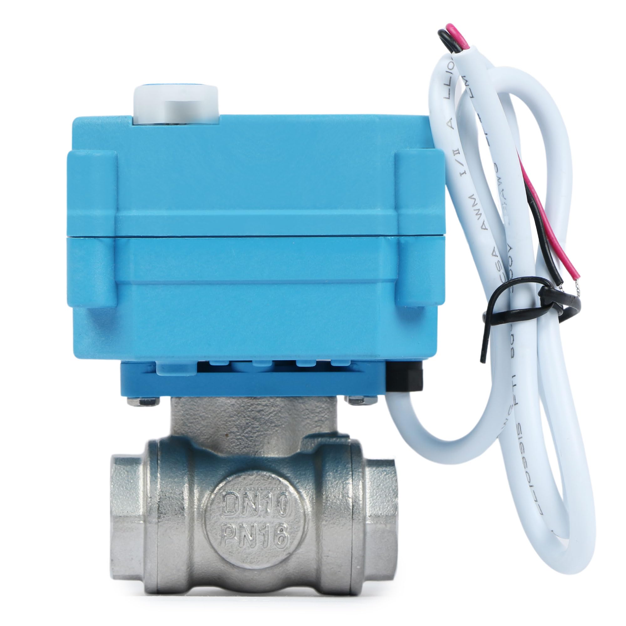 U.S. Solid Válvula motorizada 3 vías acero inoxidable: tipo L - eléctrica válvula con función manual, puerto estándar (3/8", 9-24V AC/DC)