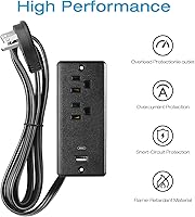 Vista 3 de HHSOET Regleta de alimentación empotrable de 20W con enchufe plano, enchufe de escritorio con USB, toma de corriente empotrada para conferencias