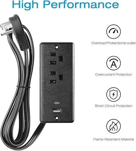 Miniatura 3 de HHSOET Regleta de alimentación empotrable de 20 W, enchufe de escritorio con USB, toma de corriente empotrada para conferencias con USB C de carga