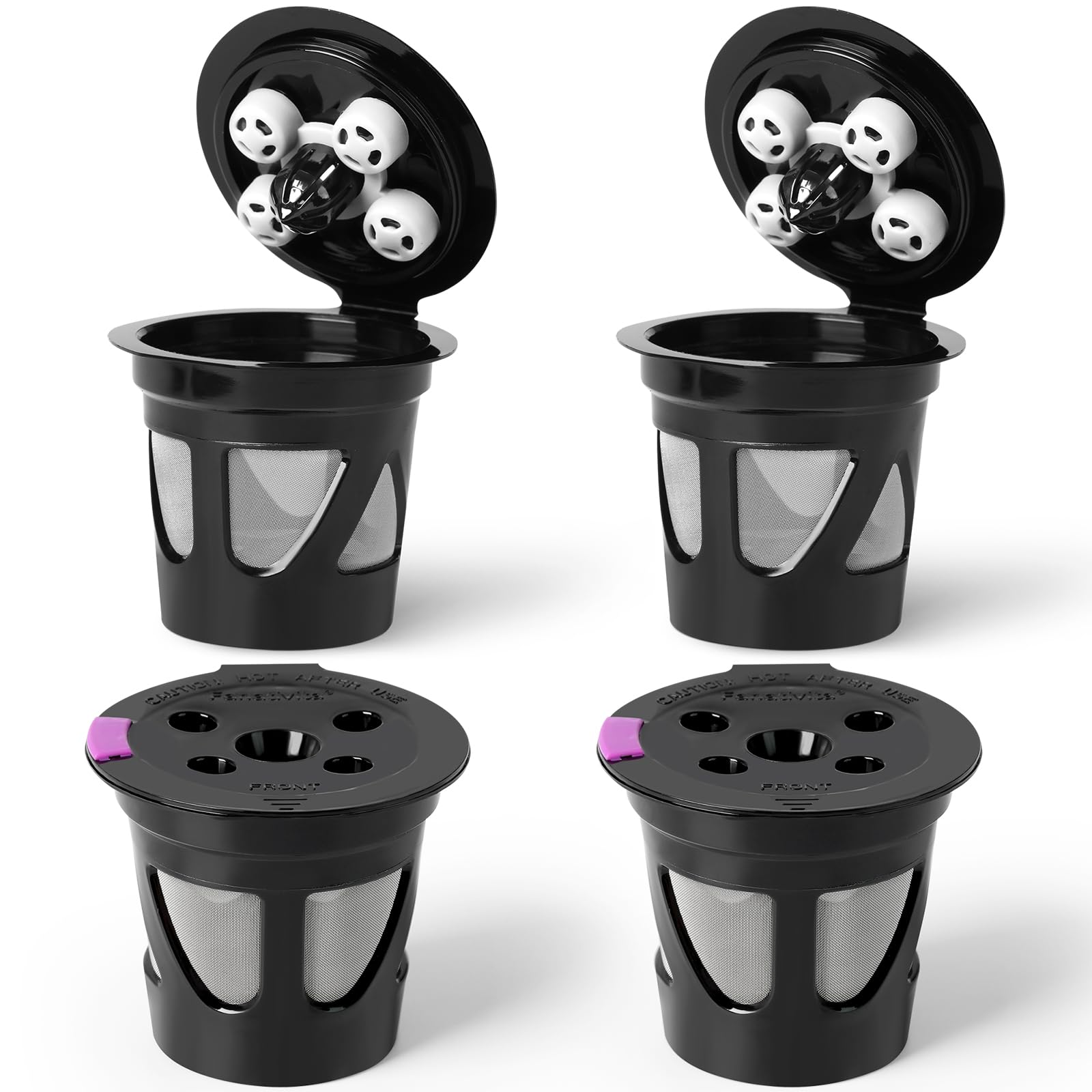 Reusable K Cups for Keurig, 4-Pack Refillable Coffee Pods with 5 Holes, Compatible with Keurig K Supreme, K Slim, K-Duo Gen2, K-Brew Chill (MultiStream Technology)