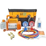 BACOENG 3.6CFM AC Vacuum Pump and Gauge Set - Home Mini Split Vacuum Pump Kit for R410A Refrigerants - w/ R410a Mini Split Adapter & 3x5FT Hoses
