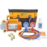 BACOENG 3&period;6CFM AC Vacuum Pump and Gauge Set - Home Mini Split Vacuum Pump Kit for R410A Refrigerants - w&sol; R410a Mini Split Adapter & 3x5FT Hoses
