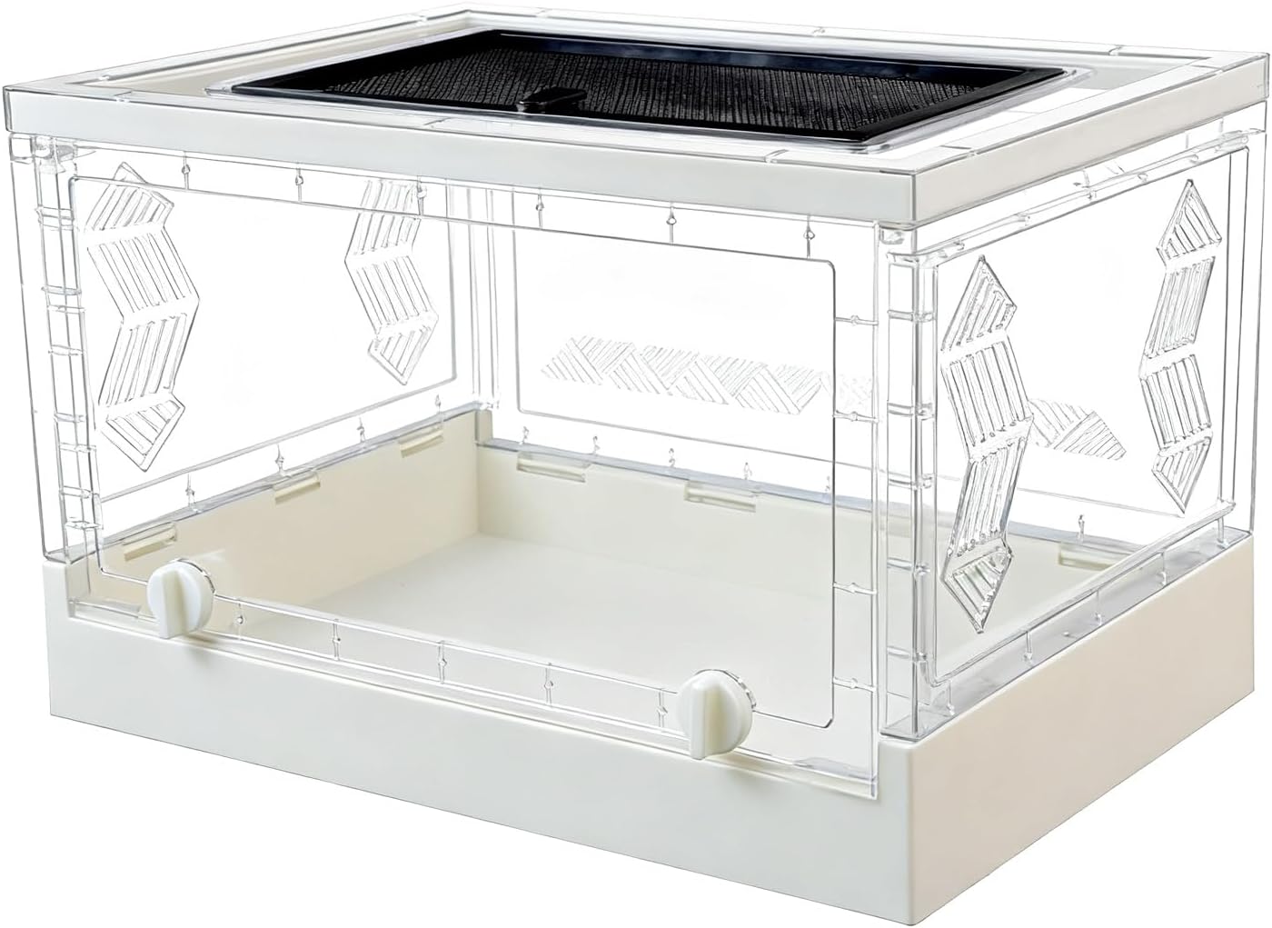 Folding Reptile Terrarium 17"  12"  10"  Portable Clear Habitat Tank with Front Opening Door & Ventilation, Easy Assembly for Geckos, Lizards, Snakes, Turtles, Spiders & Amphibians