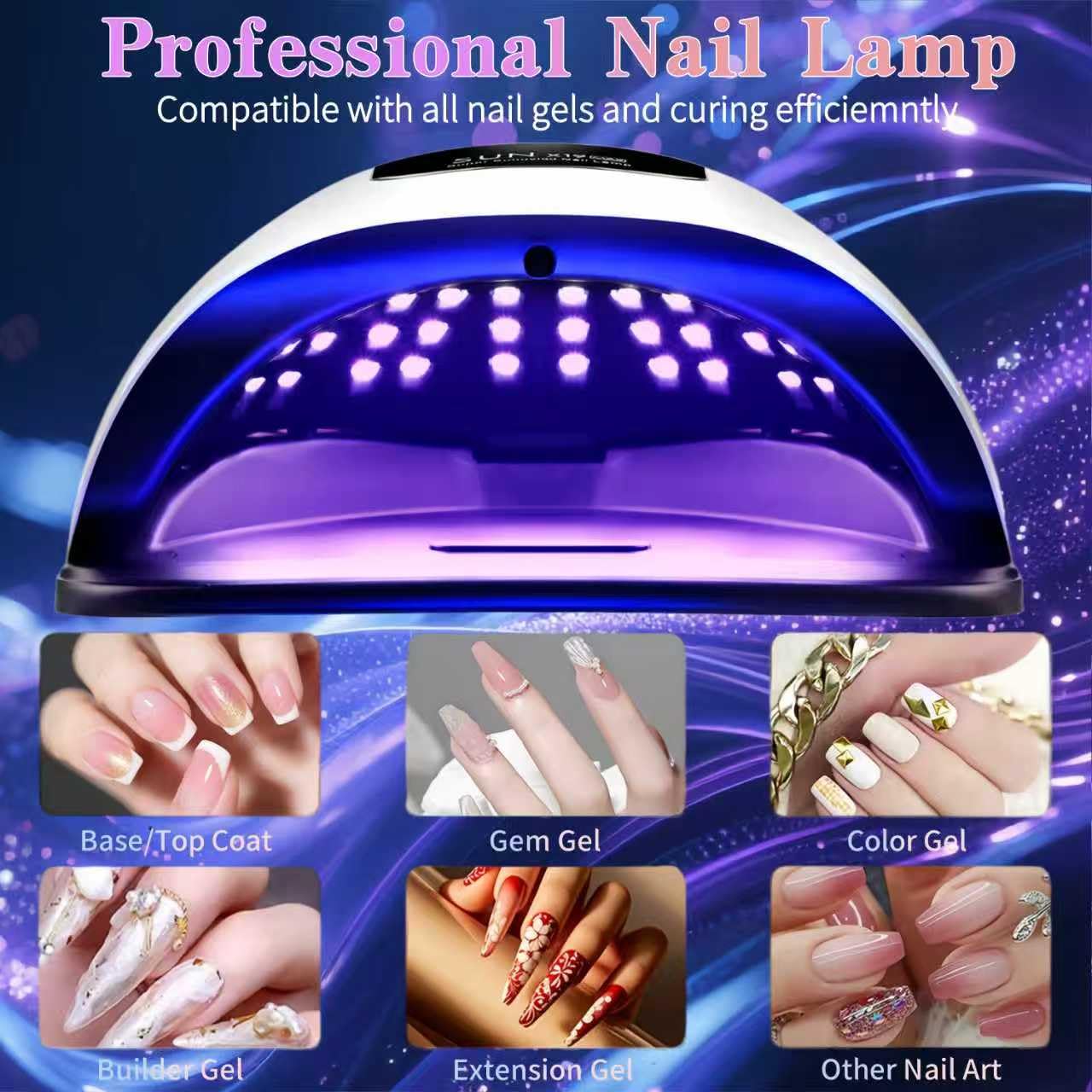 Lampe à Ongles UV LED 320W avec 72 Perles, Séchoir à Vernis Gel avec Capteur Automatique & 4 Minuteries, Professionnel pour Ongles des Mains et Pieds