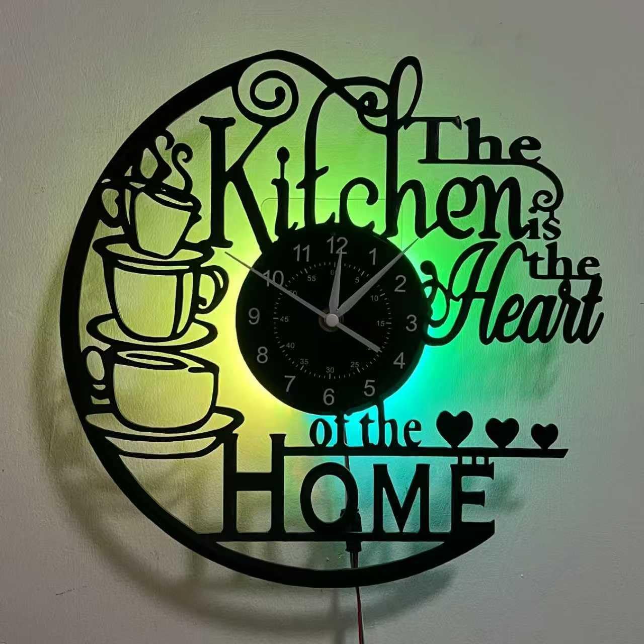 RGB LED Wall Clock with Remote, Vinyl Record Wall Clock Color Changing, Cool Gaming Room Decor, Silent Non Ticking Modern Aesthetic Neon Wall Clock for Bedroom, Unique Home Decor Gift