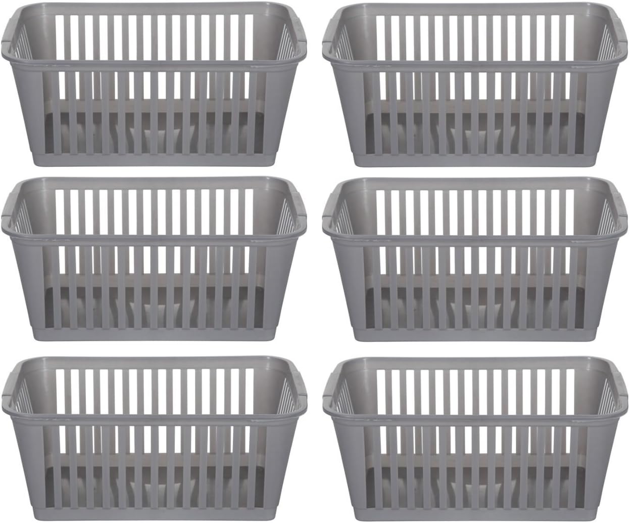 25 cm Silver Plastic Handy Basket Storage Basket - Pack of 6