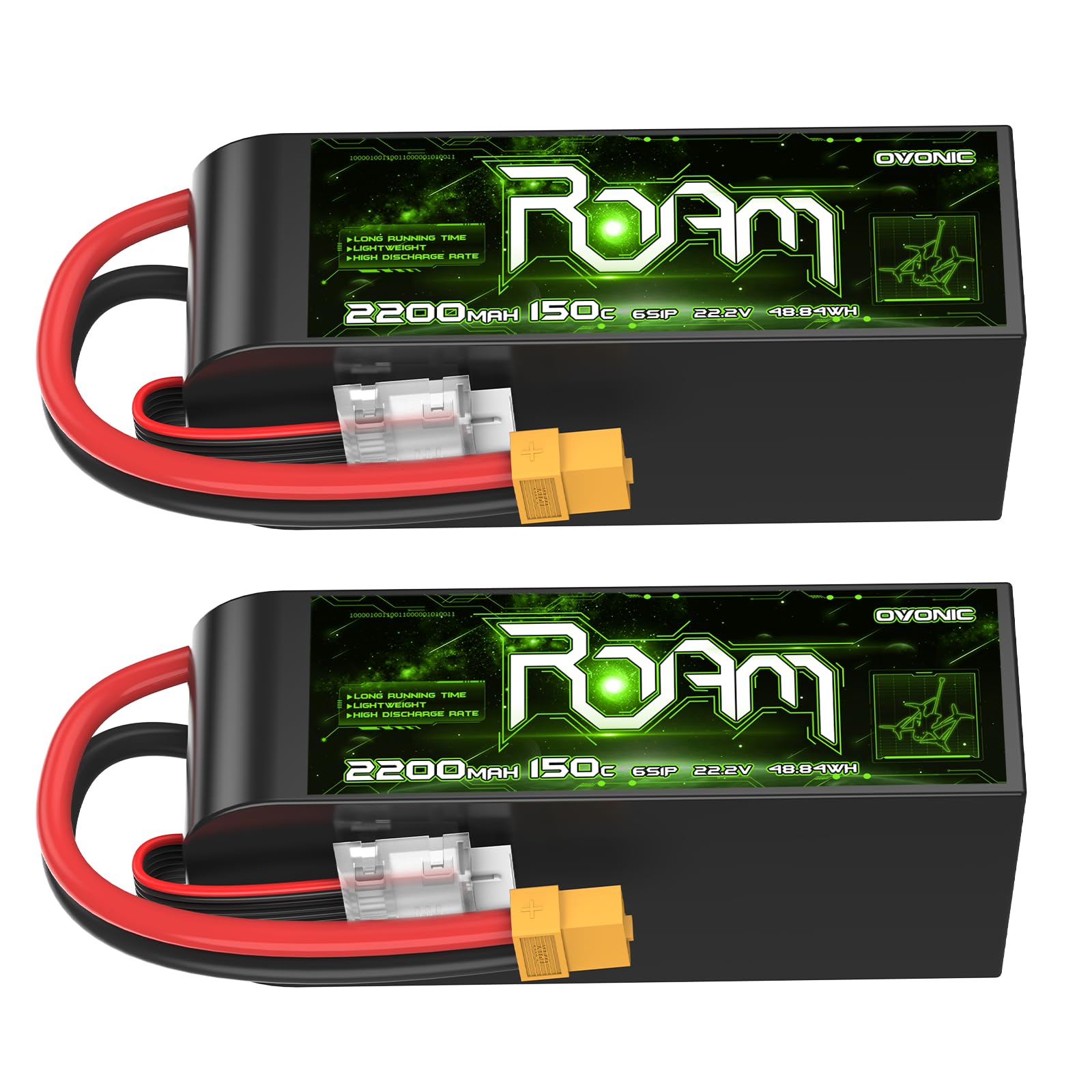 OVONIC 6s Lipo akumulator 2200 mAh 150C 22,2 V Lipo z wtyczką XT60 do FPV RC samolotu samochodu RC Quadcopter 6-7 cali długodystansowy HD Cinelifter FPV Quad(2 sztuki