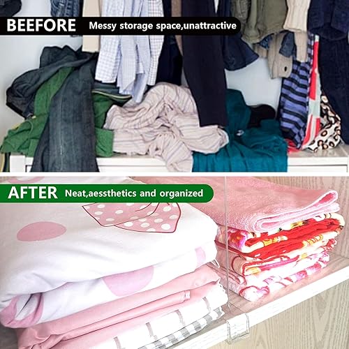 Miniatura 2 de Yunlism Separadores de estantes de acrílico transparente, separadores de estantes transparentes de 8 pulgadas de alto para organización, separador