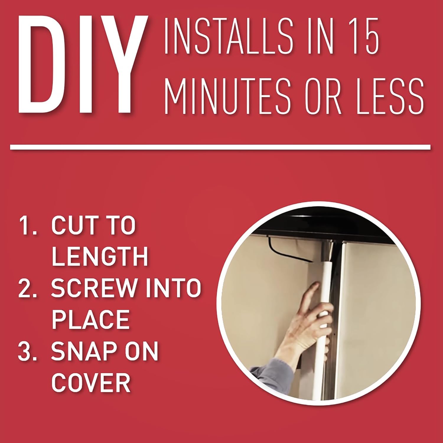 Legrand Wiremold C33 30 Inch Flat Screen TV Cord Cover Kit, Organizer for Wall, Holds Up to 10 Cords or Cables, White (1 Pack)