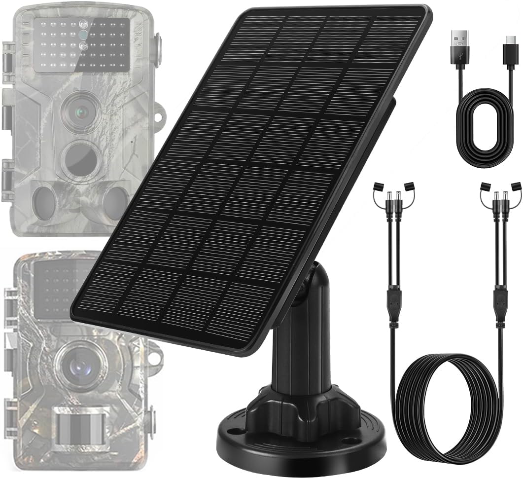 Trail Camera Solar Panels,3W Solar Kit Build-in 5000mAh Rechargeable Battery, Hunting Accessories for IP66 Waterproof, 5V Solar Power for Trail Camera