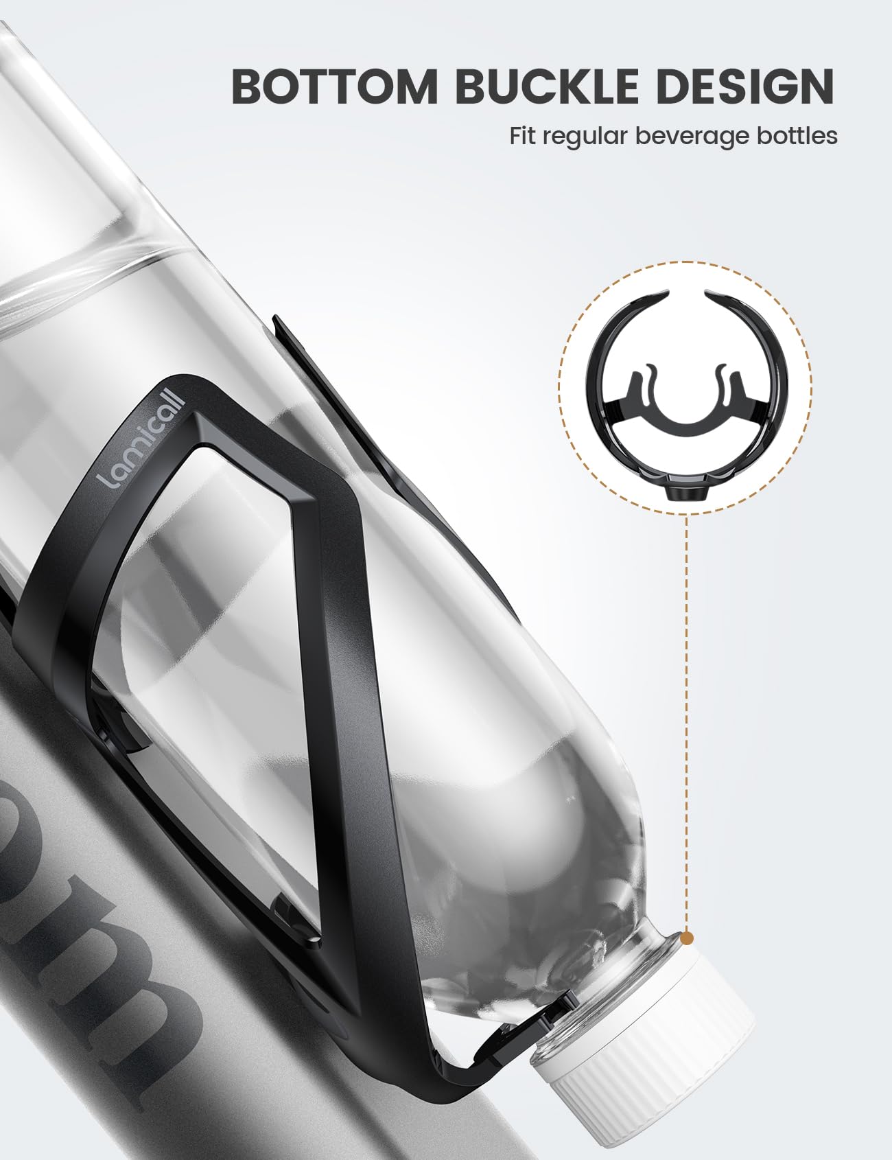 Lamicall Bike Water Bottle Holder - 1.2 Oz Ultralight & Sturdy Bike Cup Holder, Bicycle Drink Cage, Cycling Bike Water Bottle Cage with Screw Tool, for 2.75-3.94" Diameter Bottles - Image 5
