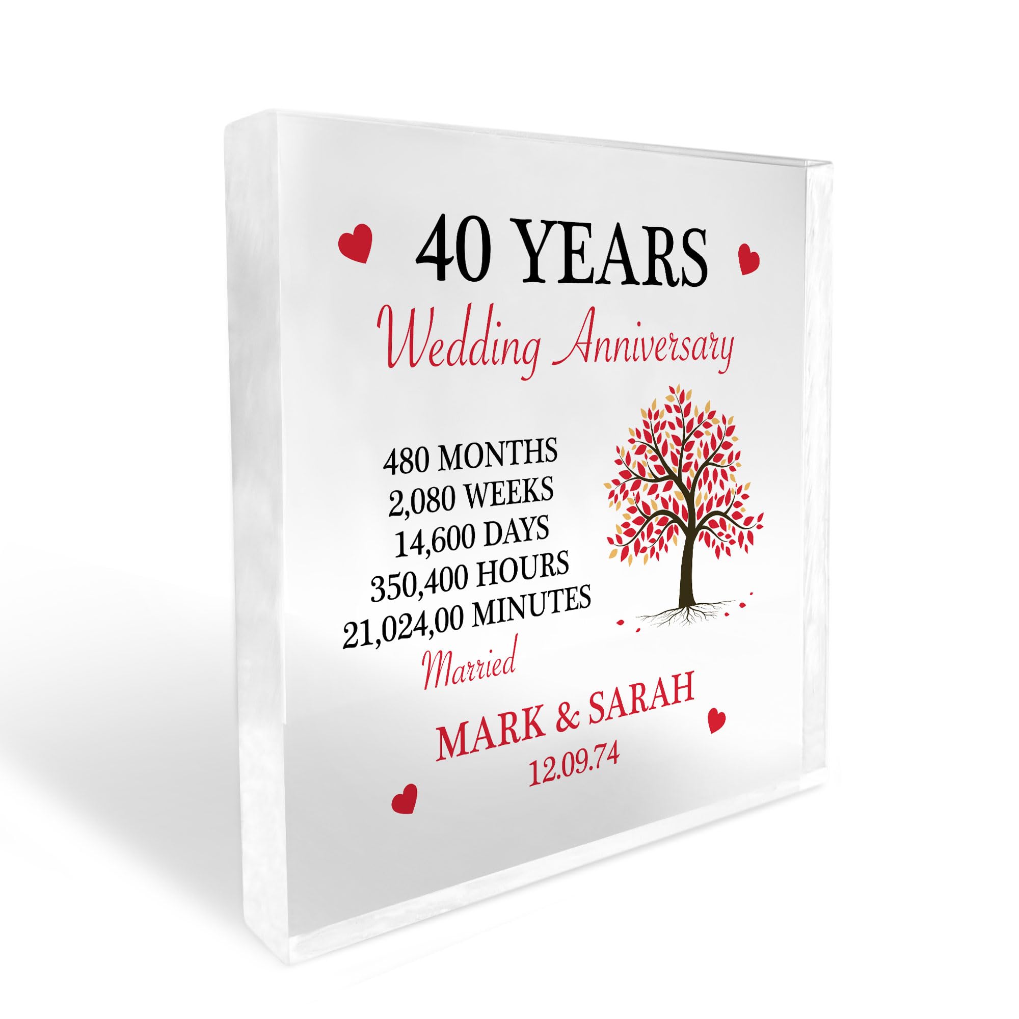 Red Ocean Personalised 40th Wedding Anniversary Ruby Wedding Anniversary 40 Years Married Husband Wife Gifts Mr And Mrs Gift Keepsake