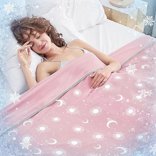Vista 9 de inhand Manta refrescante tamaño King (90 x 108 pulgadas), mantas refrescadas para personas que duermen con calor, manta de verano ligera y Aqua