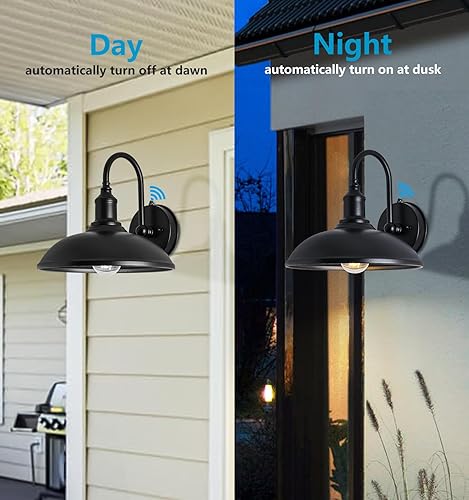 Miniatura 4 de DENGNBJ Dusk to Dawn Outdoor Wall Lamp, Black Farmhouse Porch Light, Waterproof, Rust-Proof. The Outside Barn Light for The Front Courtyard of The