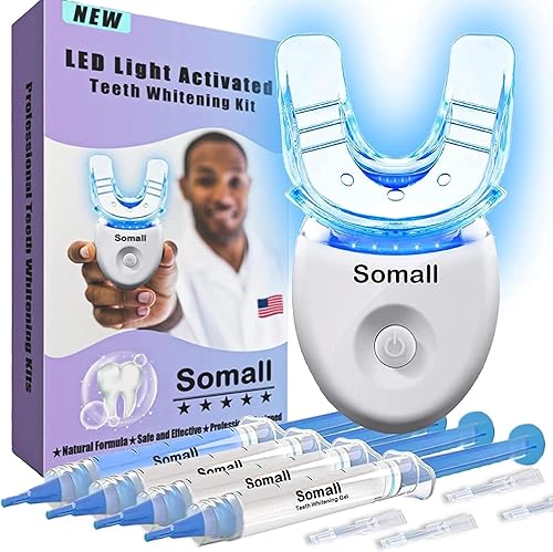 Somall Kit de blanqueamiento dental – Sistema profesional de luz LED de gel blanqueador de dientes, 35% de peróxido de carbamida, jeringas de gel de