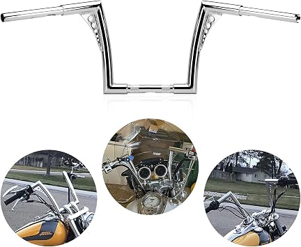 LKV 10inch Rise Ape Hangers Handlebar,1-1/4 Diameter Motorcycle Bar Chrome Compatible with Harley Sportster XL 1200 883 Dyna Softail Touring Road Glide Road King Models
